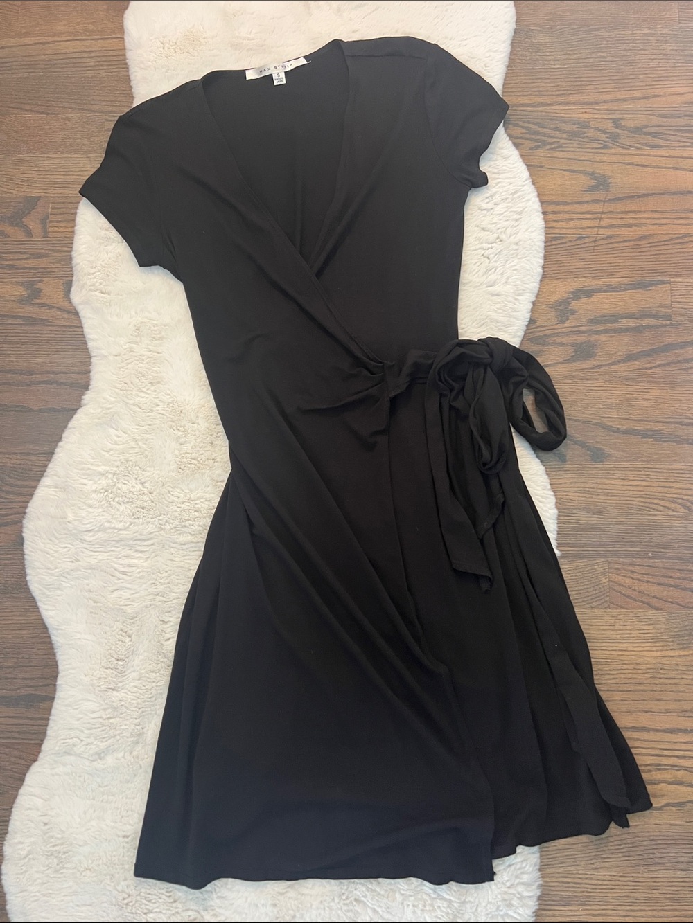 Max Studio Classic Black Wrap Dress with Side Knot, size small